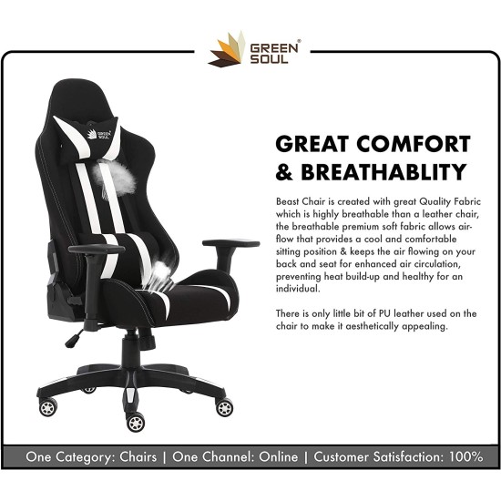 Green Soul GS-600 Beast Series Gaming Chair (Black & White)